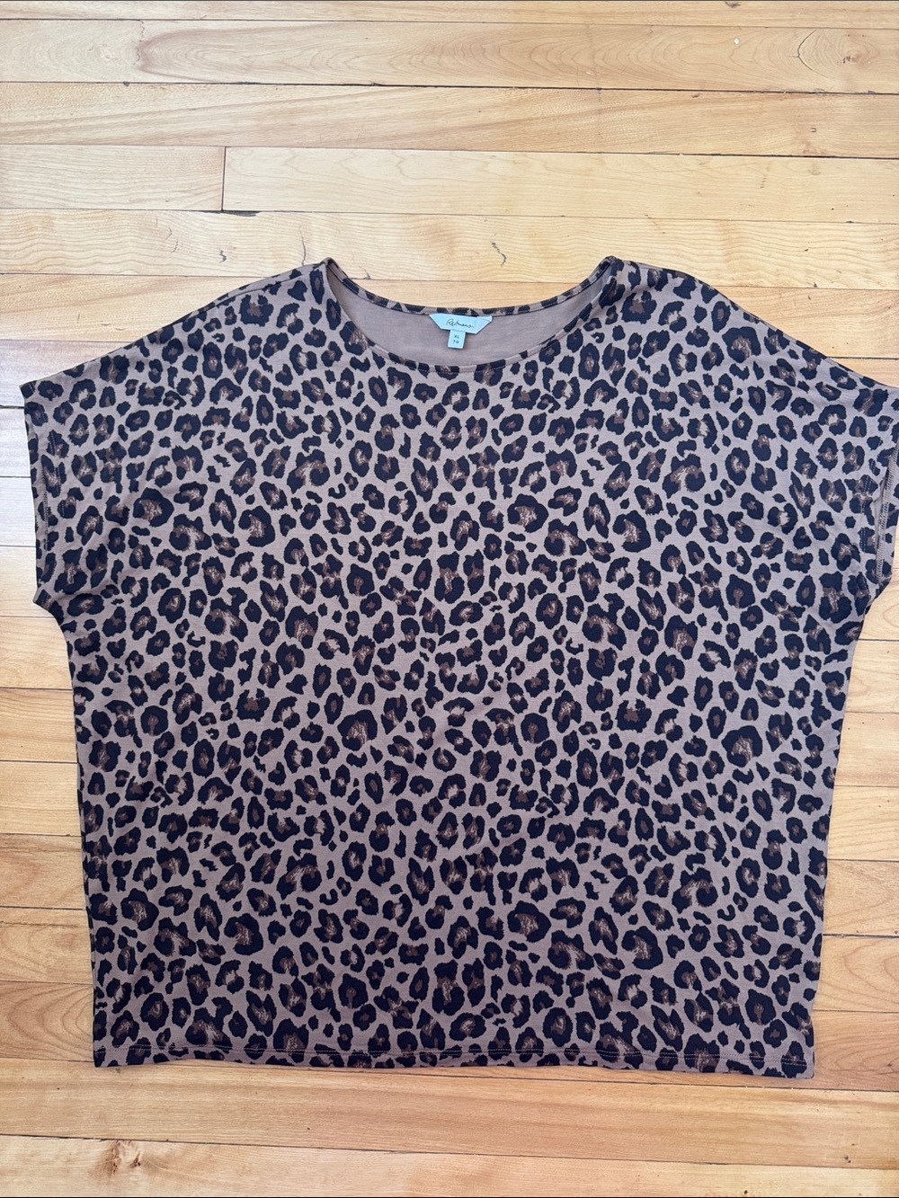 Leopard Print Dolman Sleeve Tee - Brown & Black